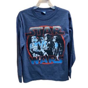 StarWars Boys Graphic Print Stormtroopers Blue Long Sleeve T Shirt Size M 10/12